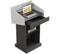 Vyntyra Podio, Leggio, Pulpito Conferenze, 2 Piani, 2 Scomparti,Podio per Conferenze,Leggio per podio con cassetto in Legno, podio in Legno con ripiano a più Livelli(Gray)