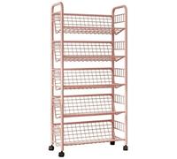 Vyntyra Scaffale for libri, scaffale aperto, scaffale for libri girevole a 360 gradi, piccola libreria in metallo(Pink,5th floor)