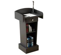 Vyntyra Supporto classico per podio, pulpito con base in legno pesante, scrivania in piedi con ripiano portaoggetti, supporto per podio in legno, per lezioni, chiesa, lettura o computer portatile
