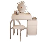 Vyntyra Toeletta da Trucco,Cassetti,Postazione Trucco Moderna,Ripiani,Comò per Camera da Letto in Legno,Tavolino Da Toilette A Più Cassetti,Sgabello E Supporto Per Asciugacapelli(A)