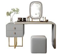 Vyntyra Toeletta Trucco con Cassetti e Sgabello,Mobile laterale,Ampia capacità di stoccaggio,Diverse opzioni di colore,Finitura in legno contemporanea(Light gray,100)