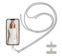 VynyQoo Cordino per Cellulare Regolabile 80cm con 2 Durevole Patch, Laccio per Cellulare, Cordino Telefono, Laccetto per All-Inclusive Cover Phone(grigio)