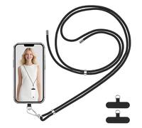 VynyQoo Cordino per Cellulare Regolabile 80cm con 2 Durevole Patch, Laccio per Cellulare, Cordino Telefono, Laccetto per All-Inclusive Cover Phone(nero)