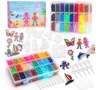 VynyQoo Perline da Stirare, 8200 Perline da 5mm in 48 Colori con Base per Perle, Carta da Stiro, Portachiavi, Pinzette - Kit Fai da te Creativo Adulti, Regalo di Natale per Bambini, Ragazzi e Ragazze