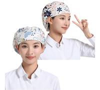 VYNZOR 2 Cuffietta Chirurgica Donna - Cuffie Chirurgiche in Cotone Regolabili con Fascia Antisudore,Cappelli da Lavoro con Stampa Floreale e Farfalle,Cuffia Cucina Donna per Medici Infermieri Dentisti