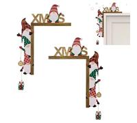 VYNZOR 2 Pezzi Decorazione Porta Natale Legno, Decorazioni Natalizie, Natale Decorazioni Casa per il Telaio Della Porta, Addobbi Natalizi Simpatica Statuetta di Nano per Porte, Finestre