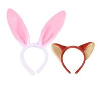 VYNZOR 2 Pezzi Fascia per Capelli in Peluche Coniglio e Volpe per Halloween Cosplay Carnevale Festa a Tema, Cerchietto con Orecchie da Animale con Orecchie Finte Extra Large, per Bambini e Donne