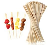 VYNZOR 200 PCS Spiedini di Bambù, Bastoncini di Legno Naturali per Cocktail, Antipasti, Spuntini, Frutta e Panini, Punta Arrotondata e Manico Piatto, per Feste ed Eventi