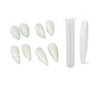 VYNZOR 4 Paia Costume da Denti da Vampiro 4 Formati Denti Falsi delle Zanne +4 adesivi per tatuaggi di Halloween + Pellet di Denti per Bomboniere per Feste Cosplay Halloween Fang Favori