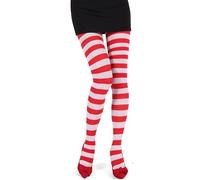 VYNZOR Collant a Righe Rosse e Bianche Donna - Calze Natalizie Elastiche per Costume, Festa, Cosplay o Abito da Babbo Natale