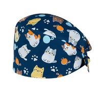 VYNZOR Cuffietta Chirurgica Donna, Cuffia Chirurgica in Cotone Regolabile con Fascia Antisudore, Cappello Medico Unisex con Stampa Floreale, Cuffia da Infermiera per Sala Operatoria e Lavoro