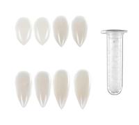 VYNZOR Kit di Zanne di Vampiro Finte, 4 Paia, 4 Formati Personalizzate, Denti da Vampiro Finte Protesi con 1 Tubo Adesivo Pellet, per Gioco di Ruolo Festa Puntelli Festa Notte delle Streghe