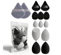 VYNZOR Set di 14 pezzi spugnette trucco, 4 puff cipria, 3 mini puff cuscino, 4 spugne per trucco, 3 mini miscelatori per trucco, nero riutilizzabili, spugnetta trucco per fondotinta liquido (nero)
