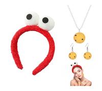 VYNZOR Set di Accessori Tema Biscotto con Cerchietto Rosso, Orecchini e Collana - Divertente Copricapo Carnevalesco per Diventare la Stella della Festa - Ideale per Carnevale e Feste a Tema