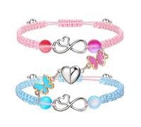 VYNZOR Set di due braccialetti magnetici a forma di cuore, con design intrecciato regolabile. Un regalo romantico, questo gioiello raffinato è perfetto per donne, ragazze e migliori amiche.