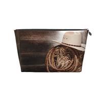 Vyonne American West Rodeo Hat - Beauty case da viaggio in pelle resistente per trucchi e articoli da toeletta, Argento, Taglia unica