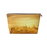 Vyonne Beauty case da viaggio in pelle con campo di grano, astuccio per cosmetici resistente per trucchi e articoli da toeletta, Argento, Taglia unica