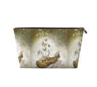 Vyonne Beauty case da viaggio in pelle con farfalla e violoncello, resistente astuccio per trucchi e articoli da toeletta, Argento, Taglia unica