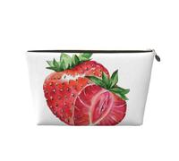 Vyonne Beauty case da viaggio in pelle con fragole, resistente astuccio per cosmetici per trucchi e articoli da toeletta, Oro, Taglia unica