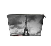 Vyonne Beauty case da viaggio in pelle con macchina rossa davanti alla Torre Eiffel, astuccio per cosmetici resistente per trucchi e articoli da toeletta, Oro, Taglia unica