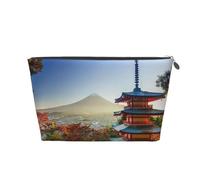 Vyonne Beauty case da viaggio in pelle con paesaggio del Monte Fuji del Giappone, astuccio per cosmetici durevole per trucchi e articoli da toeletta, Argento, Taglia unica