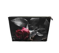 Vyonne Beauty case da viaggio in pelle con rose nere gotiche, astuccio per cosmetici resistente per trucchi e articoli da toeletta, Oro, Taglia unica