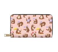 VYONNE Carino bradipo lungo pochette in ecopelle chic elegante portafoglio da donna per donne moderne grande capacità porta carte e tasche organizer borsa resistente per i viaggi di tutti i giorni,