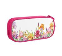 VYONNE Custodia per scuola Forniture per ufficio Iris Fiore Farfalla Grande Capacità Astuccio per Matite di Grande Capacità per Studenti Cancelleria Matita Scrivania con Cerniera Liscia Matita