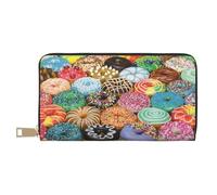 VYONNE Donuts - Pochette lunga in finta pelle chic ed elegante da donna per donne moderne, porta carte di grande capacità e tasche organizer, borsa resistente per i viaggi di tutti i giorni, bianco,