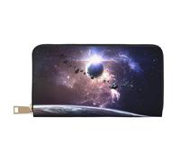 VYONNE Earth and Moon - Pochette lunga da donna in finta pelle, elegante e alla moda, con porta carte di credito e tasche organizer, borsa resistente per i viaggi di tutti i giorni, bianco, Taglia