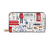 VYONNE I Love London, pochette lunga da donna in finta pelle, elegante e alla moda, per donne moderne, grande capacità, porta carte e tasche organizer, borsa resistente per i viaggi di tutti i giorni,