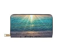 VYONNE Love Beach - Pochette lunga in finta pelle, elegante e alla moda, da donna, con porta carte di credito e tasche organizer, borsa resistente per i viaggi di tutti i giorni, bianco, Taglia unica