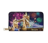 VYONNE Night London Tower Bridge - Pochette lunga da donna in finta pelle, elegante e alla moda, con porta carte di credito e tasche organizer, borsa resistente per i viaggi di tutti i giorni, bianco,