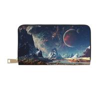 VYONNE Planet - Pochette lunga da donna in finta pelle, elegante, elegante, per donne moderne, grande capacità, porta carte e tasche organizer, borsa resistente per i viaggi di tutti i giorni, bianco,