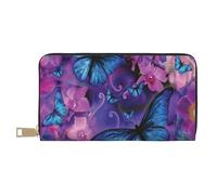 VYONNE Pochette lunga da donna in finta pelle con fiore e farfalla elegante per donne moderne, porta carte di grande capacità e tasche organizer, borsa resistente per i viaggi di tutti i giorni,