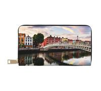 VYONNE Pochette lunga da donna in finta pelle con ponte tramonto e fiume paesaggio, elegante e alla moda, per donne moderne, porta carte di grande capacità e tasche organizer, borsa resistente per i