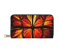 VYONNE Pochette lunga in ecopelle arancione con farfalla elegante e chic portafogli da donna moderna grande capacità porta carte e tasche organizer borsa resistente per viaggi quotidiani, bianco,