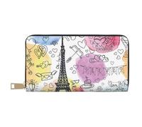VYONNE Pochette lunga in ecopelle con Tour di Parigi e Torre Eiffel, elegante e alla moda, per donne moderne, con porta carte di credito e tasche organizer, borsa resistente per i viaggi di tutti i