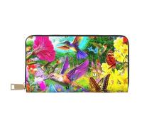 VYONNE Pochette lunga in ecopelle con uccelli, fiori e farfalle, elegante e alla moda, portafogli da donna moderne, grande capacità, porta carte e tasche organizer, borsa resistente per i viaggi di