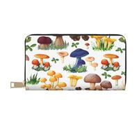 VYONNE Pochette lunga in finta pelle con fungo dipinto giapponese chic ed elegante portafogli da donna per donne moderne Porta carte di grande capacità e tasche organizer borsa resistente per i viaggi