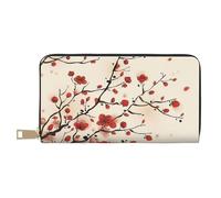 VYONNE Pochette lunga in finta pelle giapponese primaverile prugna floreale elegante portafoglio da donna per donne moderne porta carte di grande capacità e tasche organizer borsa resistente per i