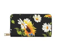 VYONNE Portafogli da donna con girasoli camomilla lunga in finta pelle chic ed elegante per donne moderne, grande capacità, porta carte e tasche organizer, borsa resistente per i viaggi quotidiani,