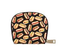 VYONNE Portafogli da donna Hairy Ferret porta carte di credito con cerniera in pelle con cerniera in acciaio inox, compatto accordiano da donna, Fun Food Hot Dogs, Taglia unica