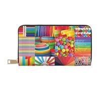 VYONNE Portafogli da donna in ecopelle lunga con collage colorato, elegante e alla moda, con porta carte di credito di grande capacità e tasche organizer, borsa resistente per i viaggi di tutti i