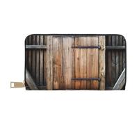 VYONNE Portafogli da donna rustici in pelle sintetica lunga con porta in legno, chic ed elegante, per donne moderne, grande capacità, porta carte e tasche organizer, borsa resistente per i viaggi di