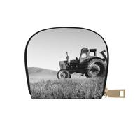 VYONNE Portafoglio da donna con porta carte di credito con cerniera in pelle con cerniera in acciaio inox, accordiano compatto da donna, Trattore Agricoltura Tranquil, Taglia unica