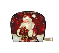 VYONNE Portafoglio da donna Galaxy Starry Space viola stellato porta carte di credito portafoglio con cerniera in pelle con cerniera in acciaio inox compatto accordiano da donna, Merry Christmas Santa