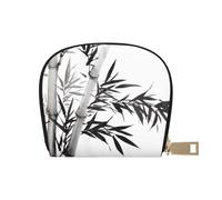 VYONNE Portafoglio da donna trasparente con motivo a foglia di palma porta carte di credito con cerniera in pelle con cerniera in acciaio inox, compatto accordiano da donna, Bamboo Tree Immagine