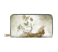 VYONNE Portafoglio lungo da donna con farfalla e violoncello, in finta pelle, elegante, elegante, per donne moderne, grande capacità, porta carte e tasche organizer, borsa resistente per i viaggi di