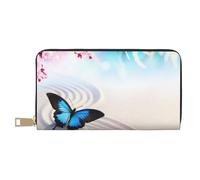 VYONNE Portafoglio lungo da donna in ecopelle con farfalla Zen Design elegante per donne moderne, grande capacità, porta carte e tasche organizer, borsa resistente per i viaggi di tutti i giorni,